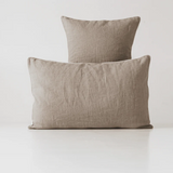 Melange grey linen pillowcases with white piping, set of 2