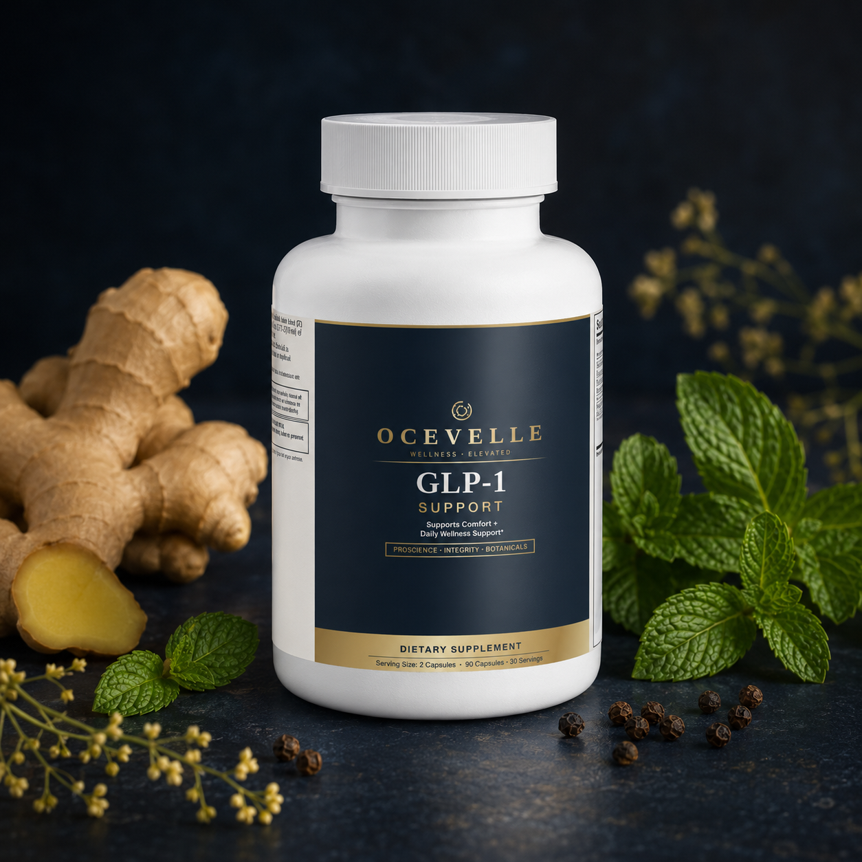 Ocevelle GLP-1 Support with ginger peppermint and black pepper